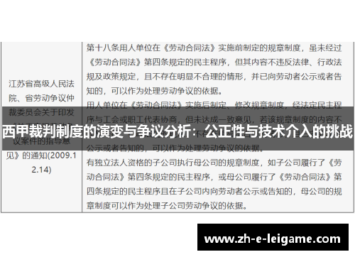 西甲裁判制度的演变与争议分析：公正性与技术介入的挑战